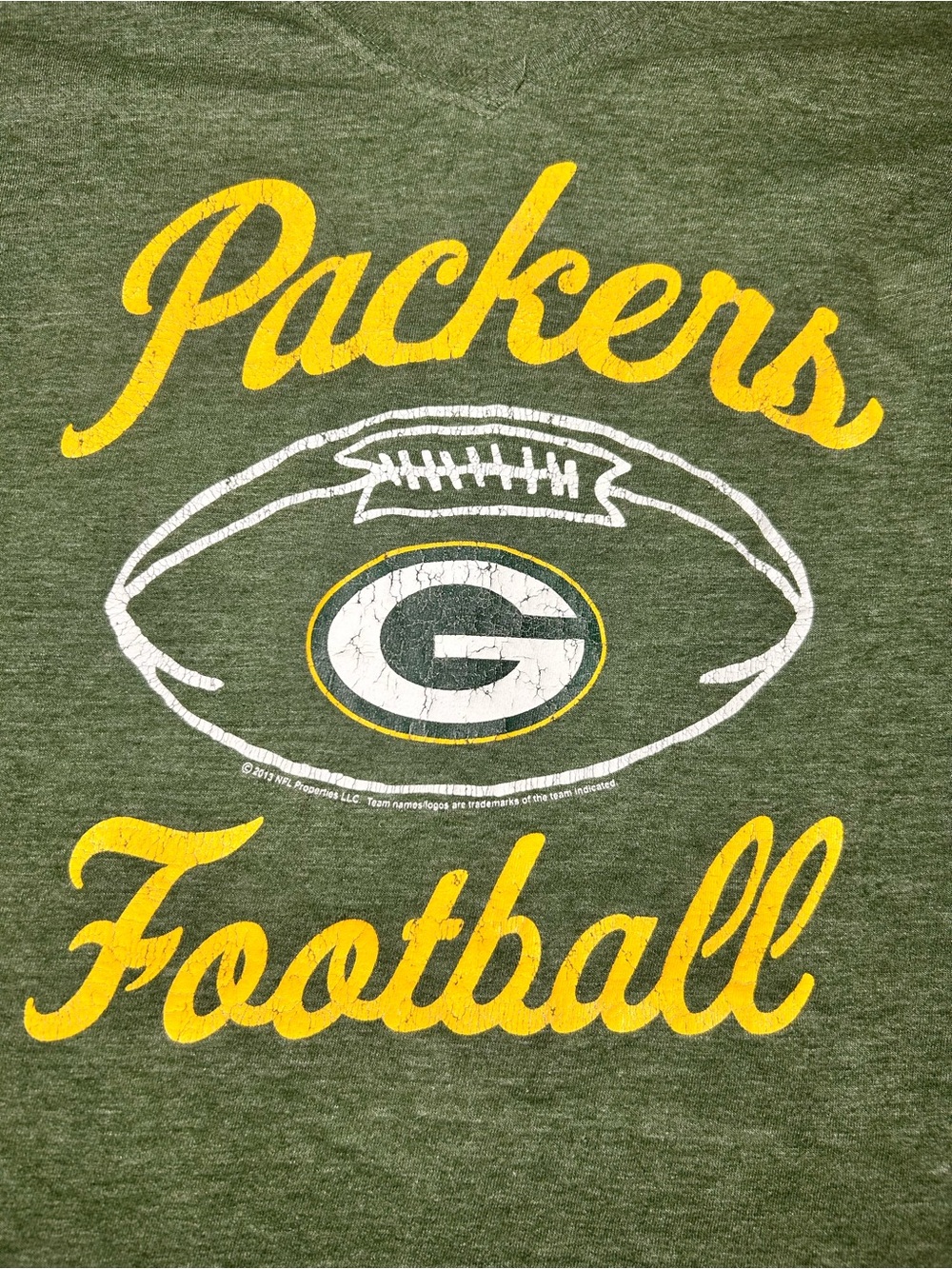 Green Bay Packers Green V-Neck T-Shirt NFL - Picture 3 of 7